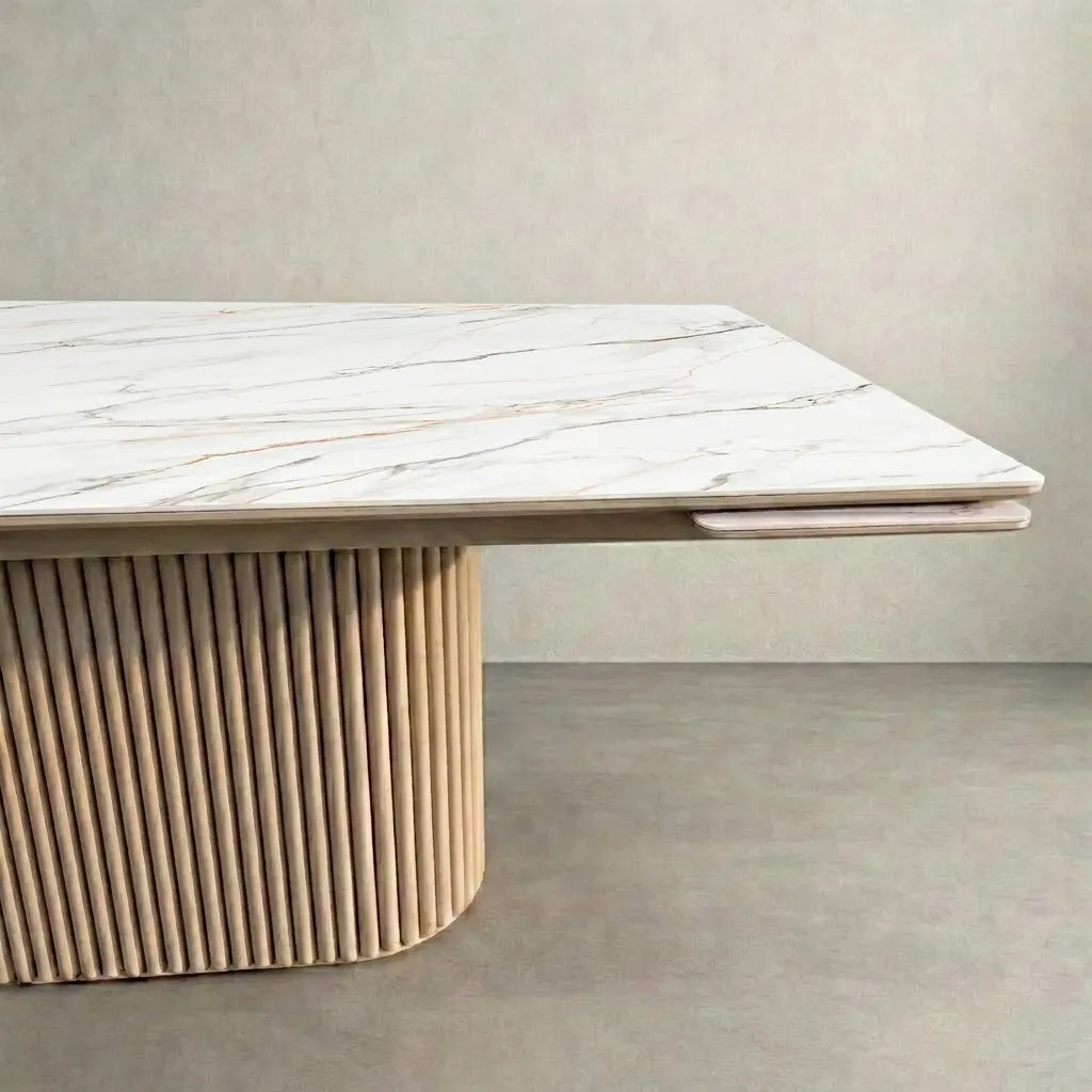 Стол Площадь 160/90 см, опора капучино, Gilt White